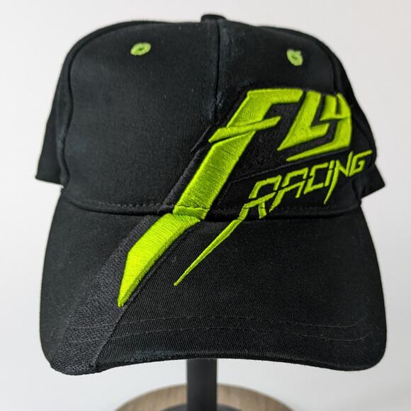 Fly Racing Mens Baseball Hat Extreme Sports Moto Street BMX MTB Black Neon Green - Picture 1 of 15